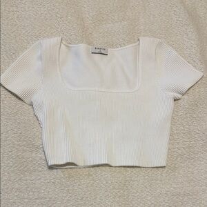 Aritzia White Ribbed Crop Top